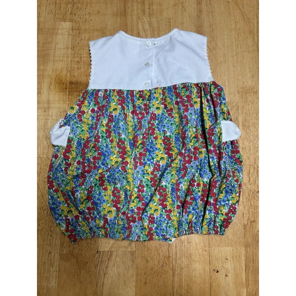 Vintage Petit Ami Cottagecore Baby 9 Month Floral Sleeveless Romper
